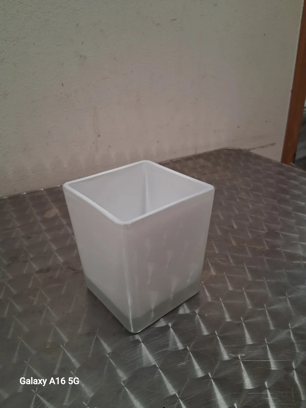 White Square Glass Vase